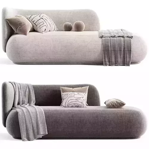 Rico Divan Left Boucle Sofa By Fermliving Low-poly 3D model 2