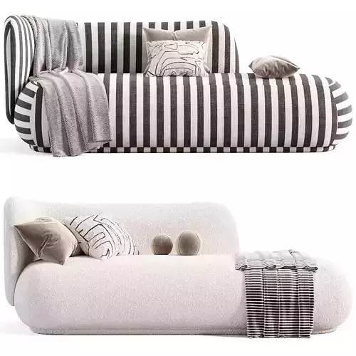 Rico Divan Left Boucle Sofa By Fermliving Low-poly 3D model