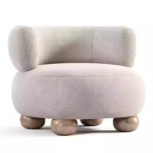 Oki Ivory Boucle Kids Lounge Chair Low-poly 3D model 3