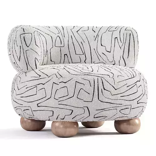 Oki Ivory Boucle Kids Lounge Chair Low-poly 3D model 4