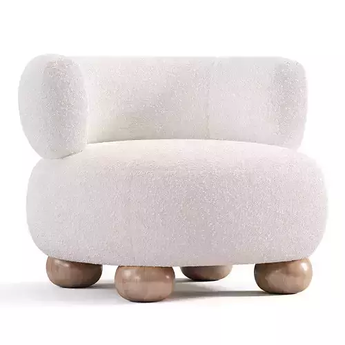 Oki Ivory Boucle Kids Lounge Chair Low-poly 3D model 2