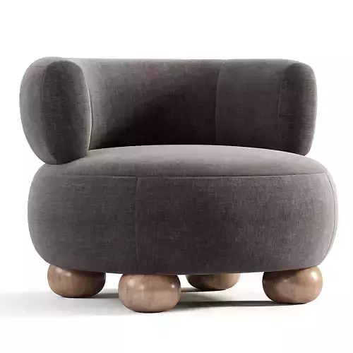 Oki Ivory Boucle Kids Lounge Chair Low-poly 3D model 6