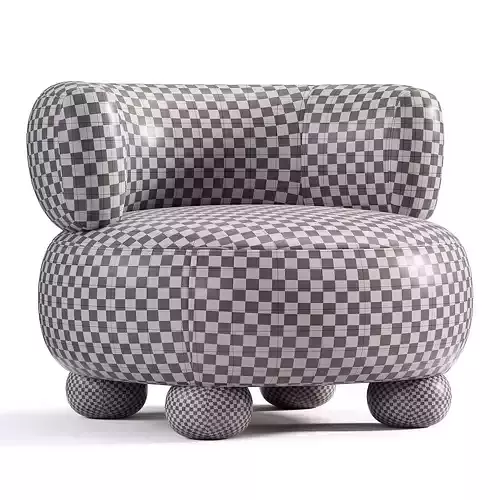 Oki Ivory Boucle Kids Lounge Chair Low-poly 3D model 7