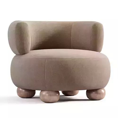 Oki Ivory Boucle Kids Lounge Chair Low-poly 3D model 5