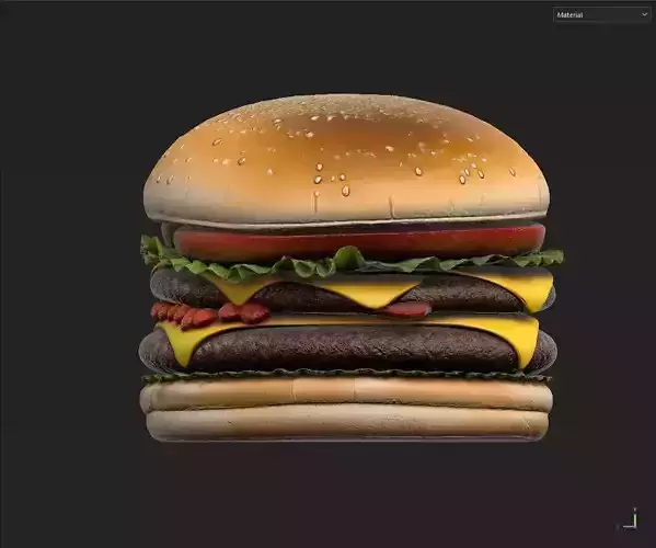 Realistic Double Cheeseburger High Detail Food 3D Model Low-poly 3D model 6