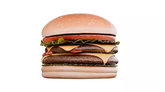 Realistic Double Cheeseburger High Detail Food 3D Model Low-poly 3D model 4