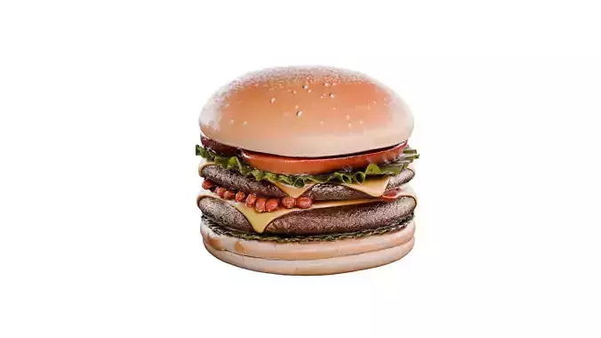 Realistic Double Cheeseburger High Detail Food 3D Model Low-poly 3D model 3