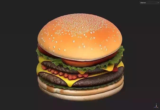 Realistic Double Cheeseburger High Detail Food 3D Model Low-poly 3D model 7