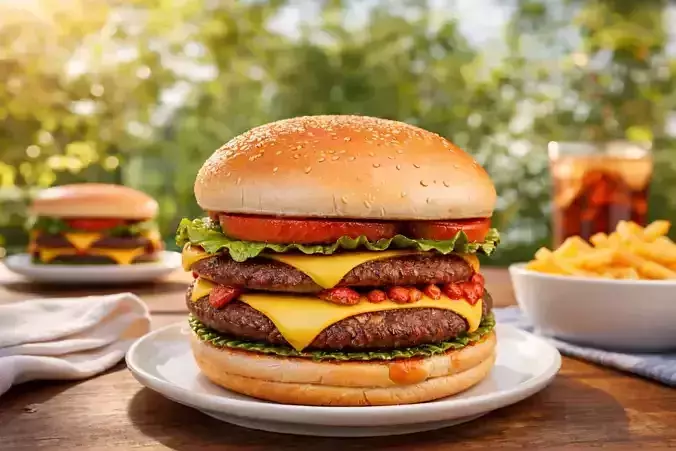 Realistic Double Cheeseburger High Detail Food 3D Model Low-poly 3D model 2
