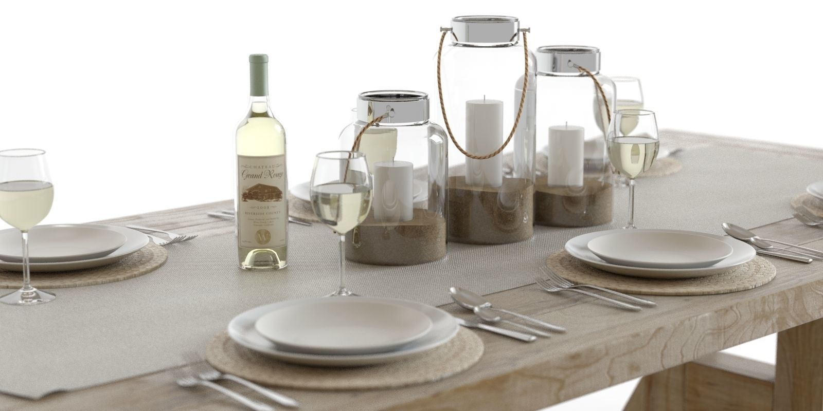 Pottery Barn Stafford Dining Set 3D model_1