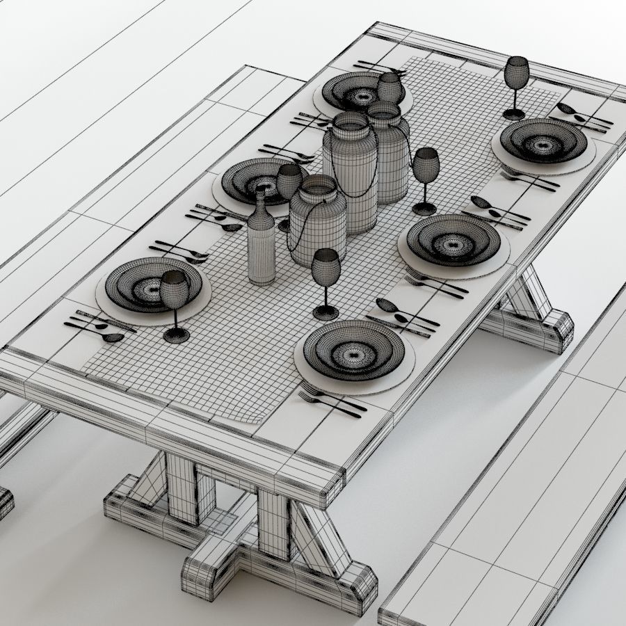 Pottery Barn Stafford Dining Set 3D model_5