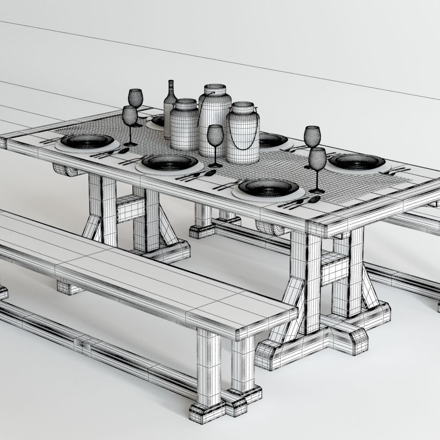 Pottery Barn Stafford Dining Set 3D model_3