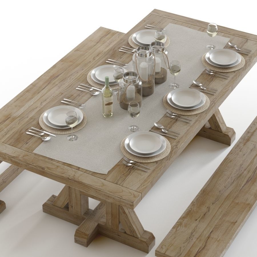 Pottery Barn Stafford Dining Set 3D model_4