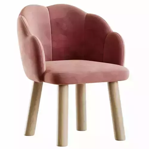 Wooden Soft Baby Sofa Kids Chair Low-poly 3D model 2