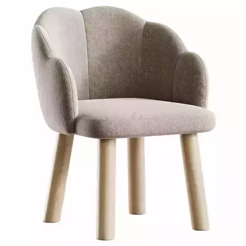 Wooden Soft Baby Sofa Kids Chair Low-poly 3D model 4