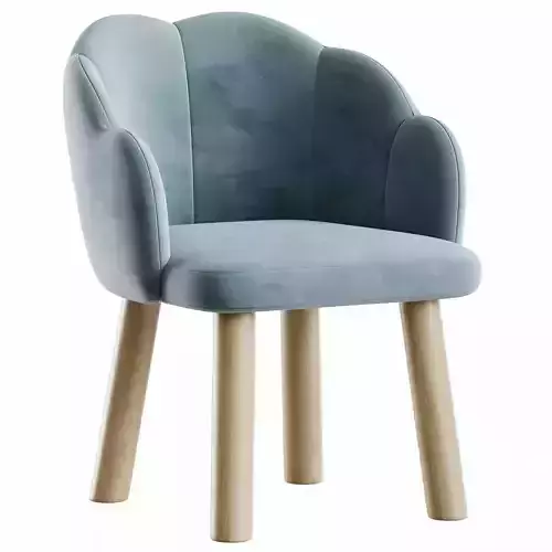 Wooden Soft Baby Sofa Kids Chair Low-poly 3D model 6