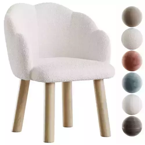 Wooden Soft Baby Sofa Kids Chair Low-poly 3D model