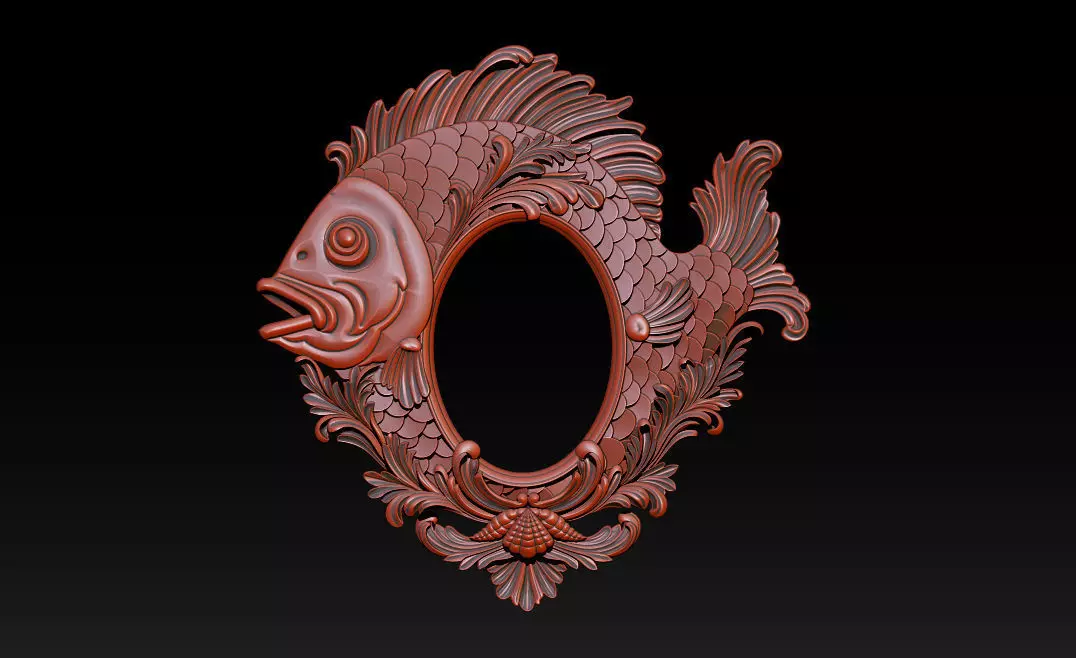Decorative Fish Frame Relief 3D print model
