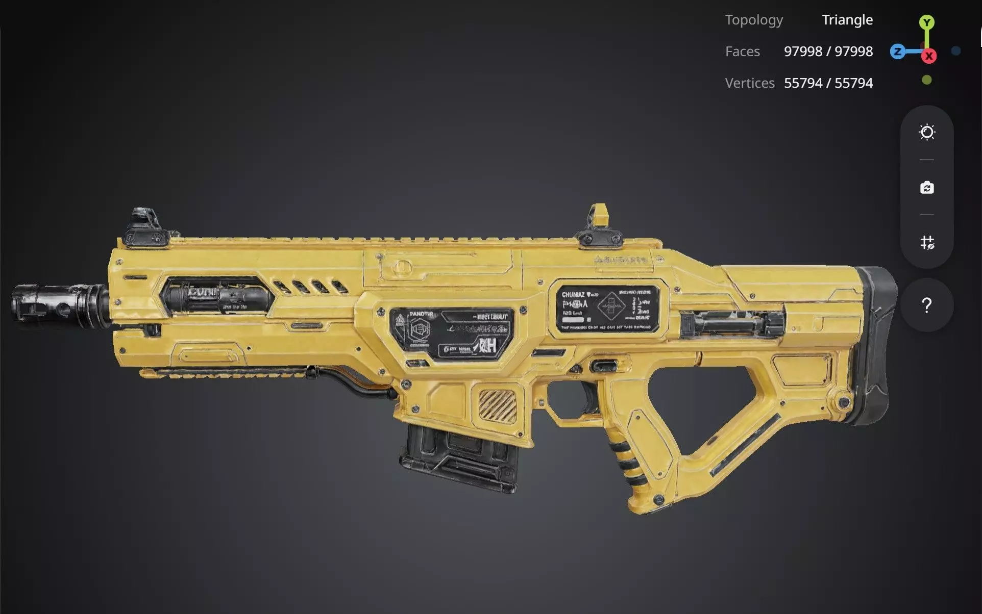 Futuristic Yellow Gun 3D model