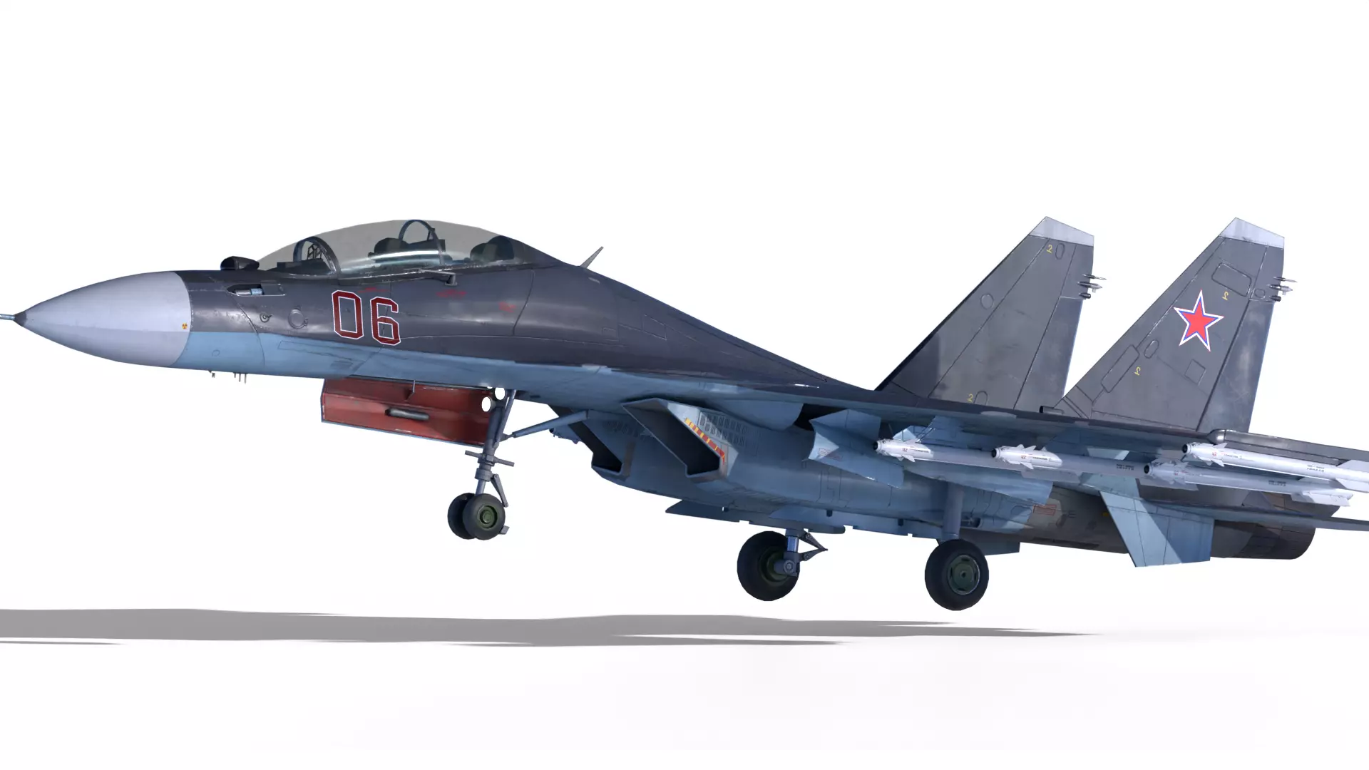 Soukhoi Su-30 Rigged Animated With Weapons Game Ready Low-poly 3D model