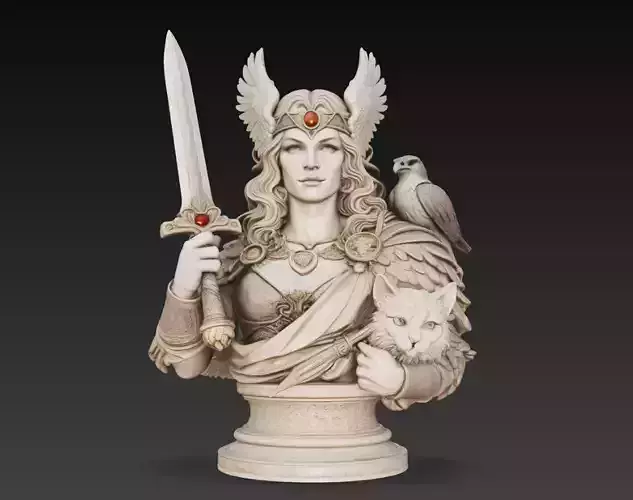 Athena Greek Goddess Bust Sculpture 3D Model