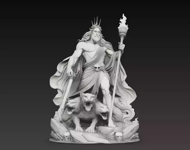Hades Greek God of Underworld Statue 3D Model