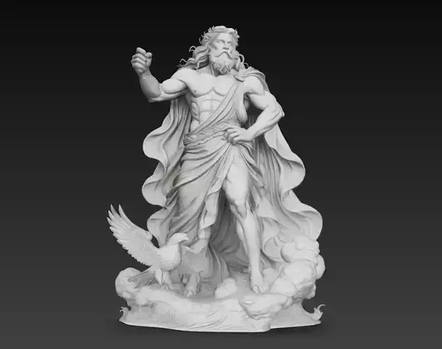 Poseidon Greek Sea God Mythology Trident Sculpture STL