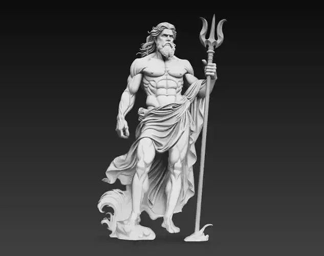Poseidon Greek Sea God Statue 3D Model
