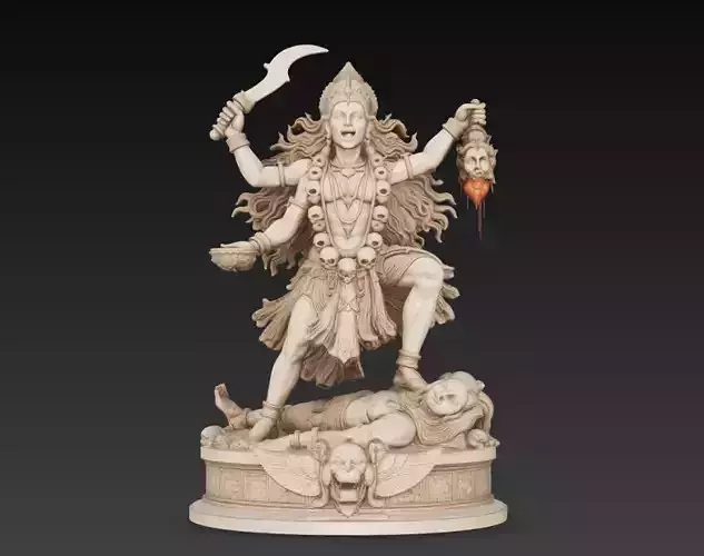 Kali Hindu Goddess Warrior Statue 3D Model