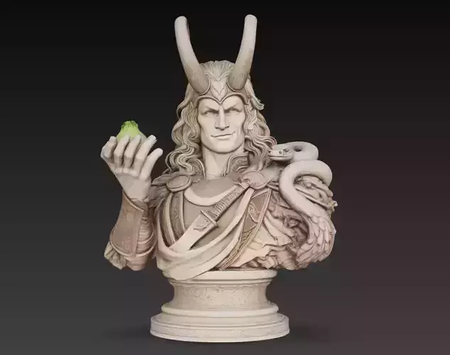 Loki Norse Trickster God Bust Sculpture 3D Model