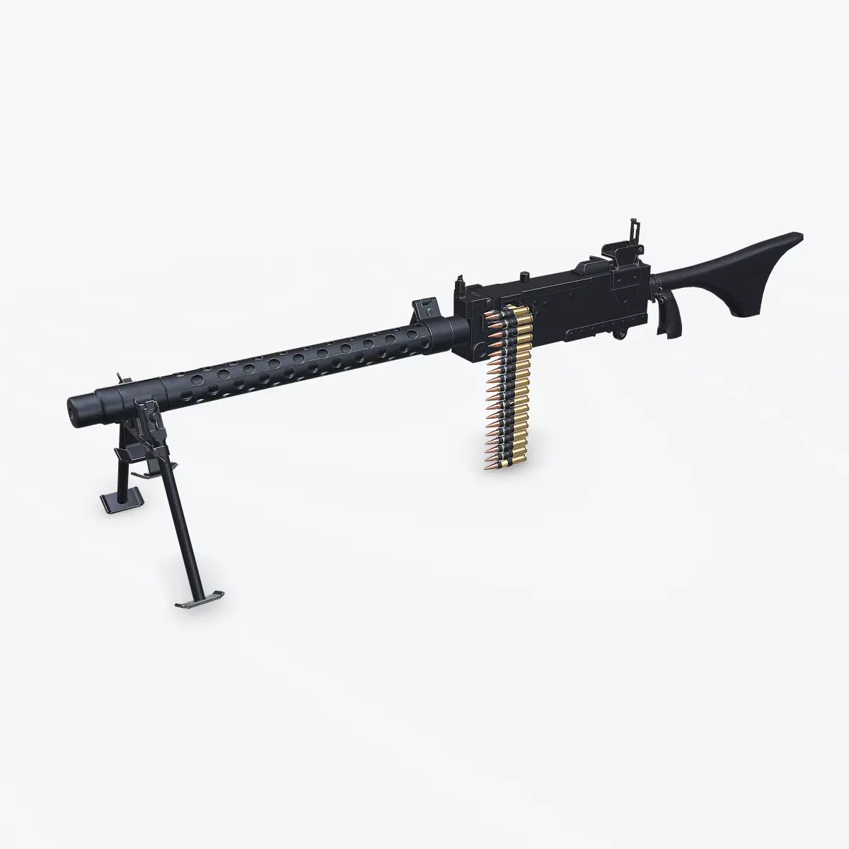 M1919 Browning Medium Machine Gun Low-poly PBR Low-poly 3D model
