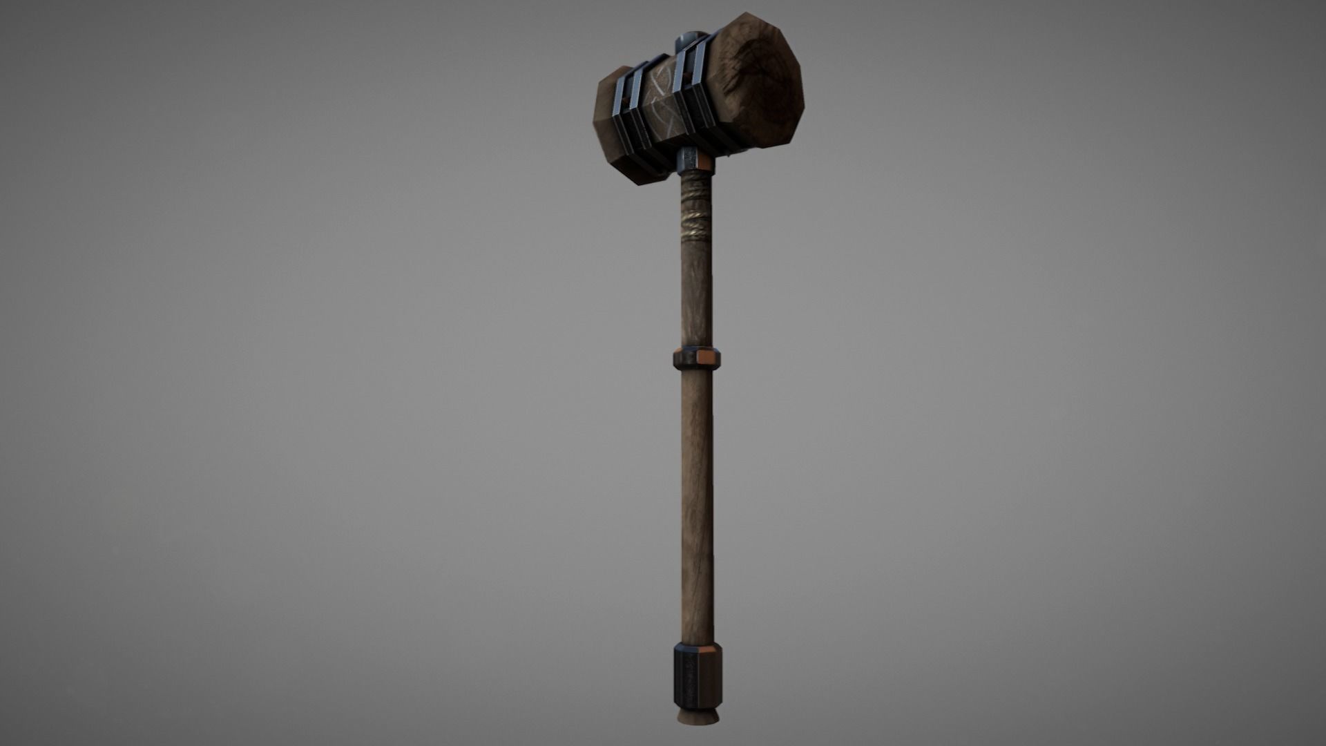 Wooden Warhammer 01 Low-poly 3D model_4