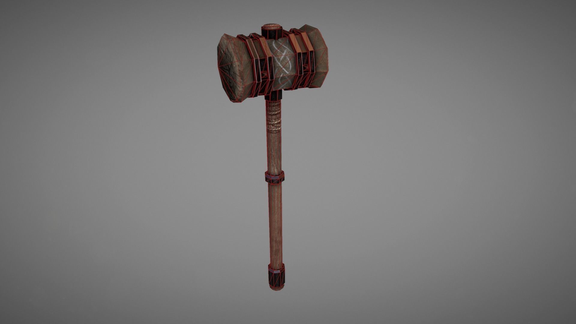 Wooden Warhammer 01 Low-poly 3D model_5