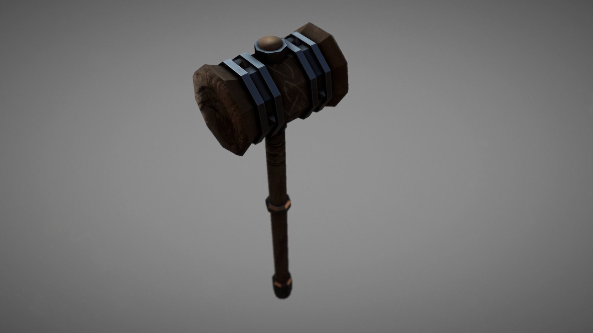 Wooden Warhammer 01 Low-poly 3D model_2