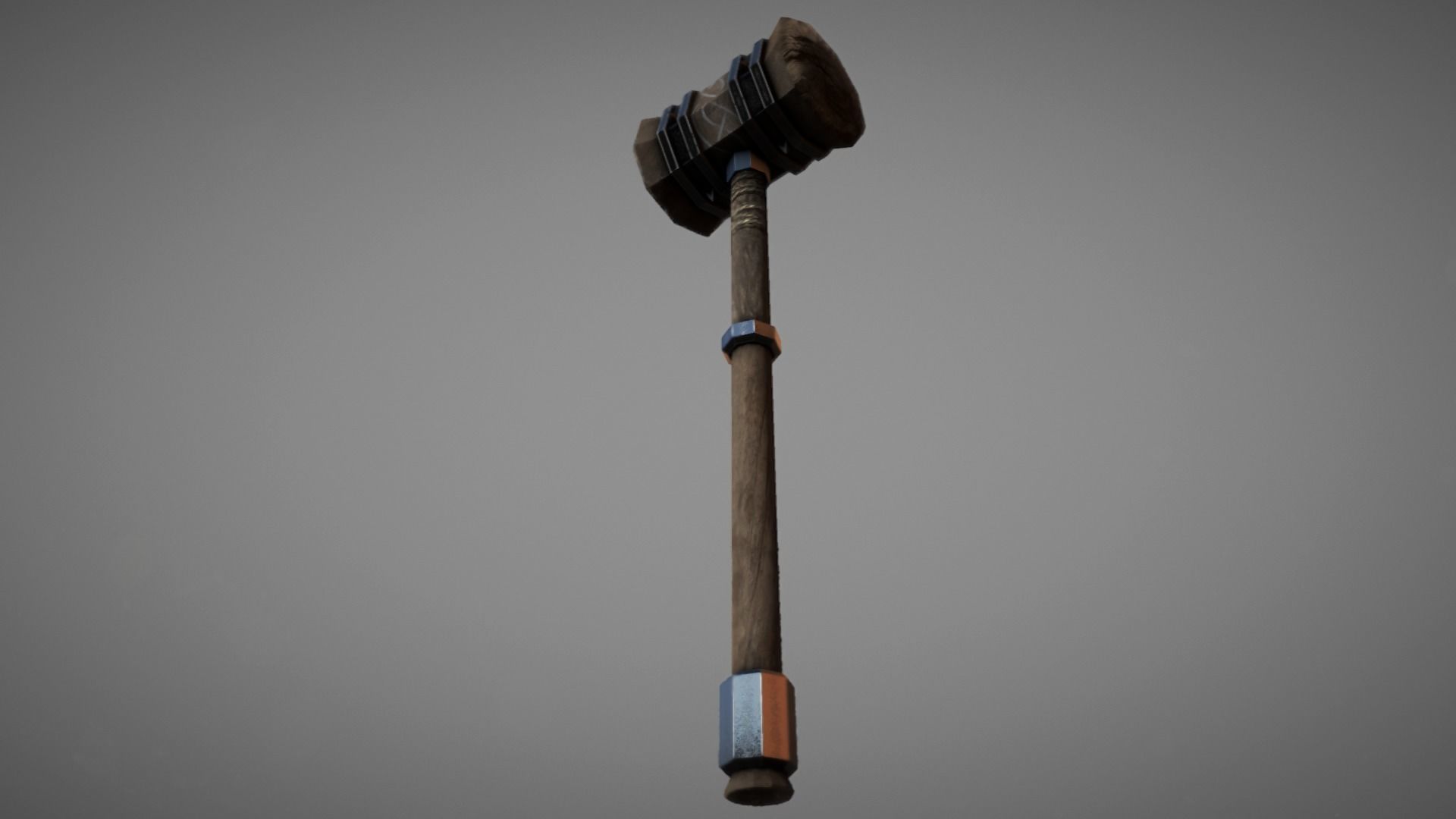 Wooden Warhammer 01 Low-poly 3D model_3
