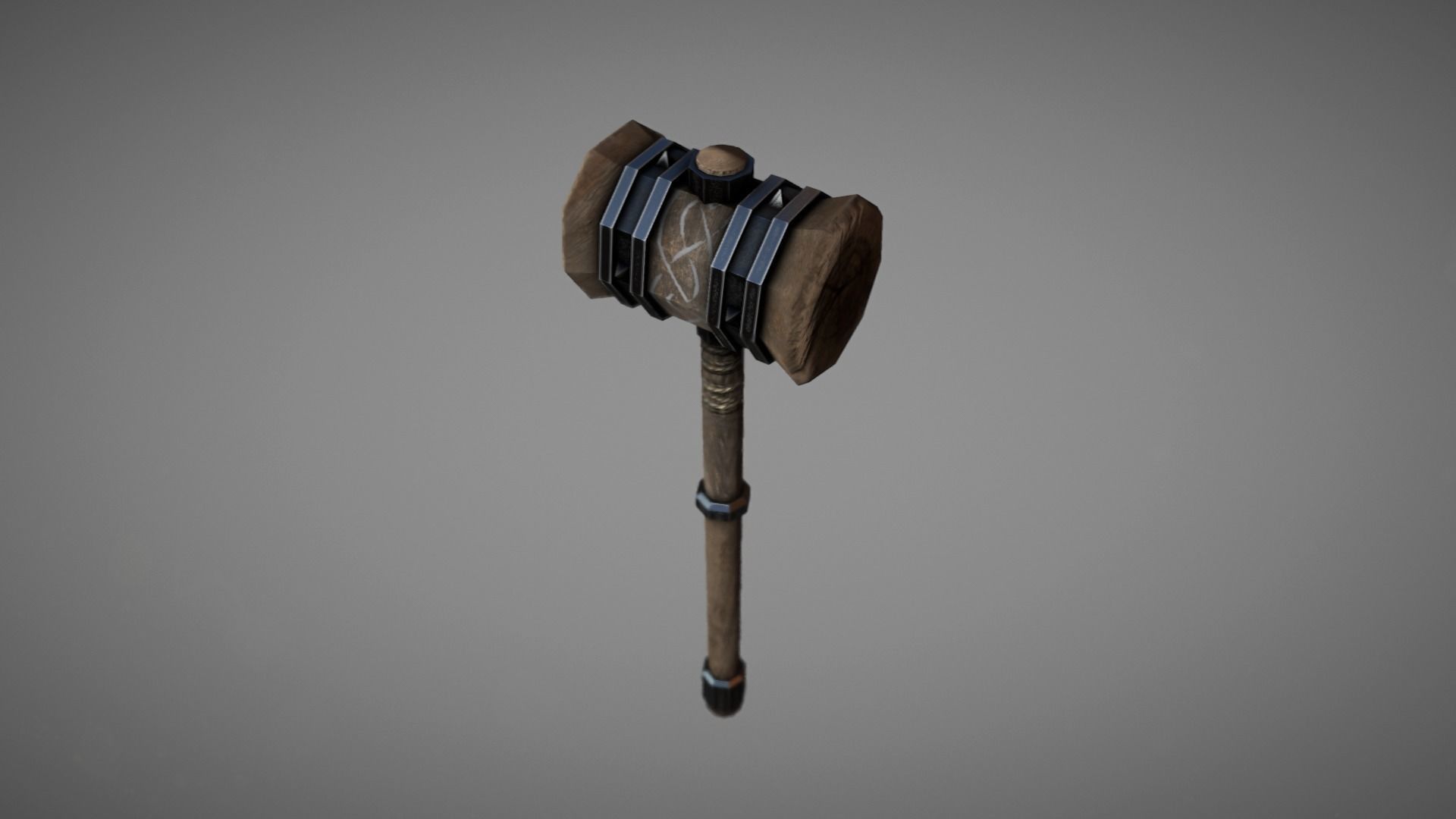Wooden Warhammer 01 Low-poly 3D model_1