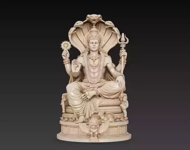 Shiva Hindu God Serpent Throne Statue 3D Model