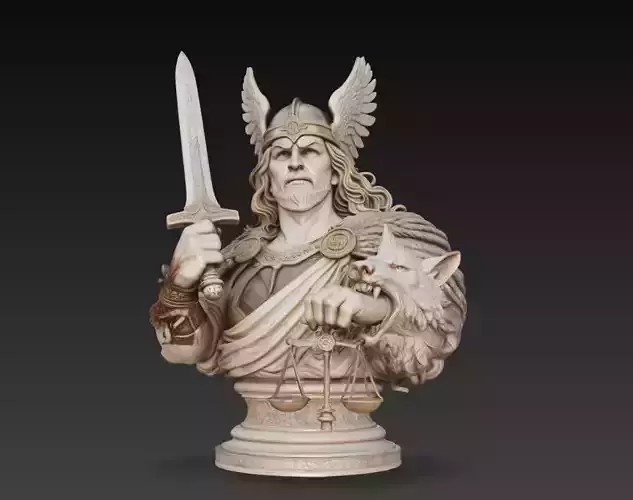 Tyr Norse God Justice Warrior Bust 3D Model
