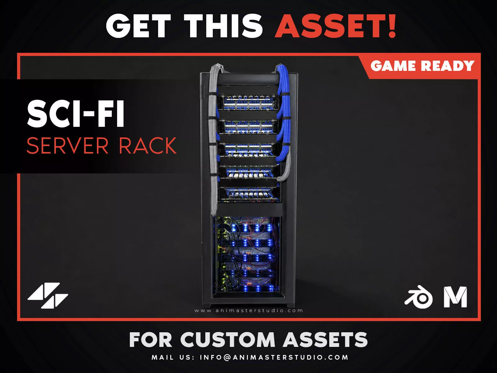 Futuristic Sci-Fi Server Rack Low-poly 3D model