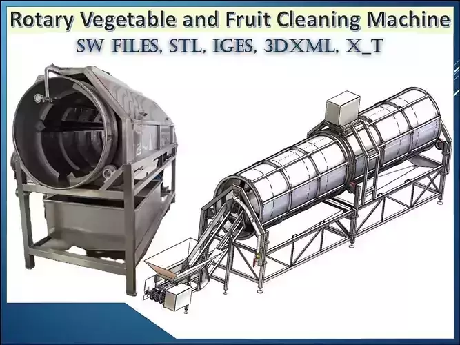 Rotary Vegetable and Fruit Drum Washing Machine 3D model