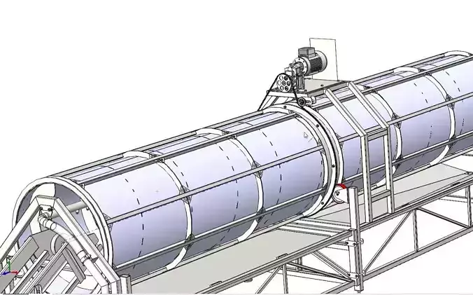 Rotary Vegetable and Fruit Drum Washing Machine  3D model 7