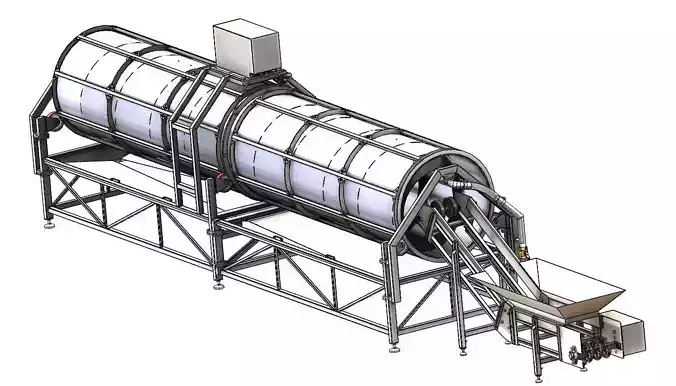 Rotary Vegetable and Fruit Drum Washing Machine  3D model 2