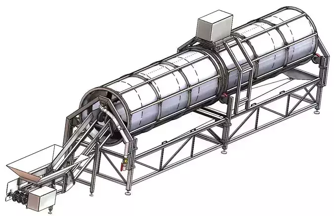 Rotary Vegetable and Fruit Drum Washing Machine  3D model 4
