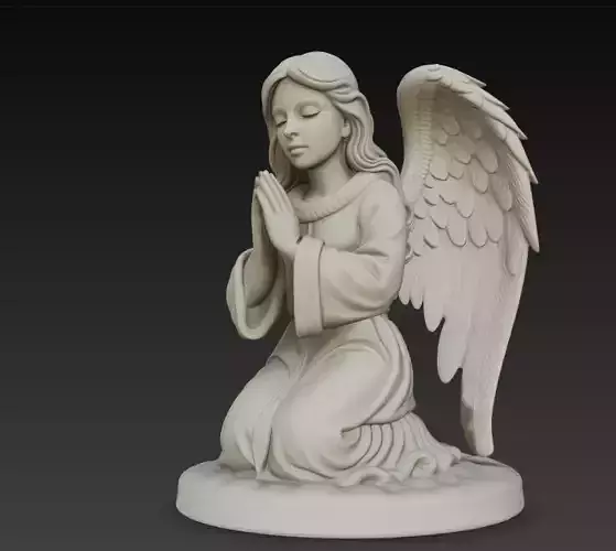 Praying Guardian Angel Statue 3D Model