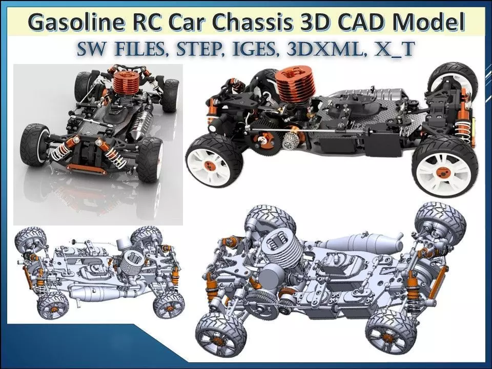Gasoline RC Car Chassis 3D CAD Model 3D model