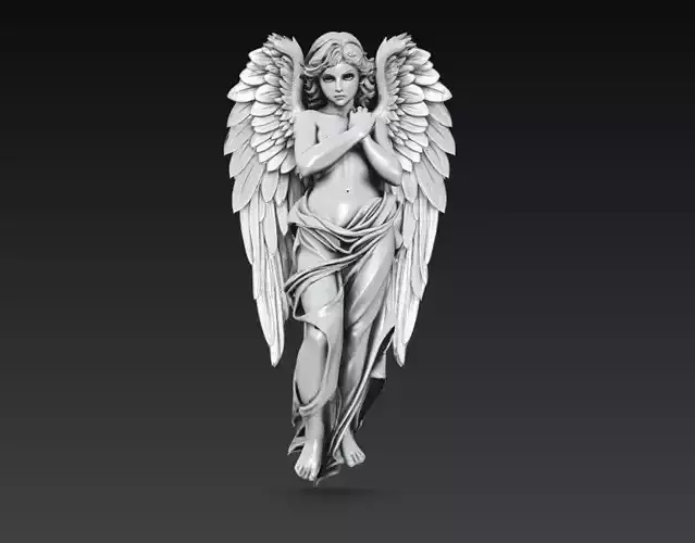 Serene Guardian Angel Statue Sculpture 3D Model