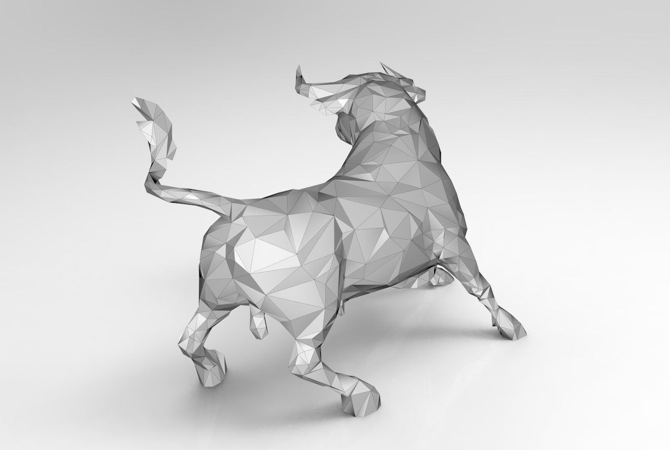Bull low poly triangulated 3D print model_4