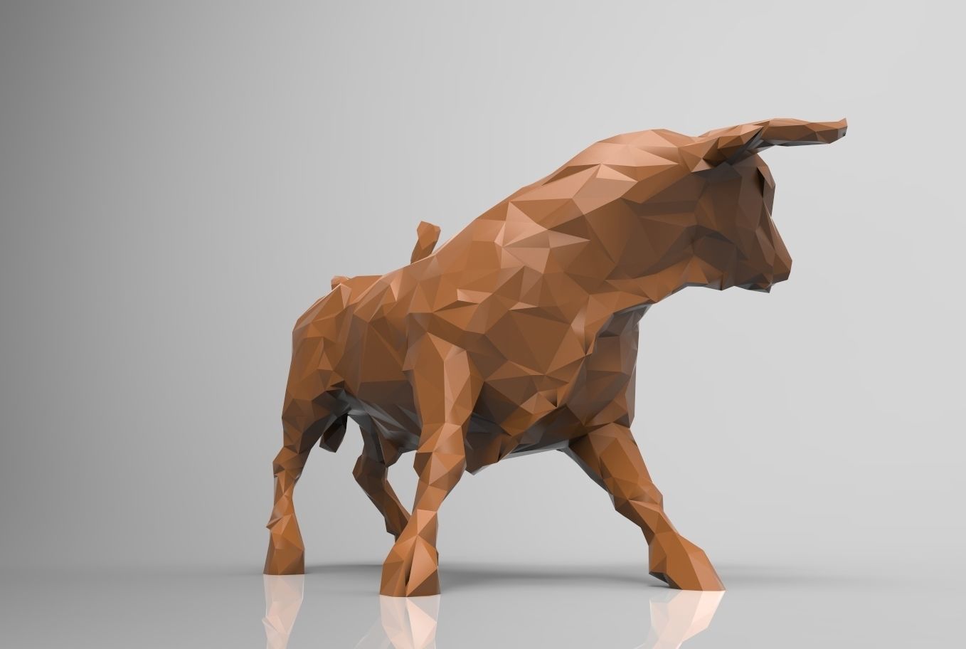 Bull low poly triangulated 3D print model_1
