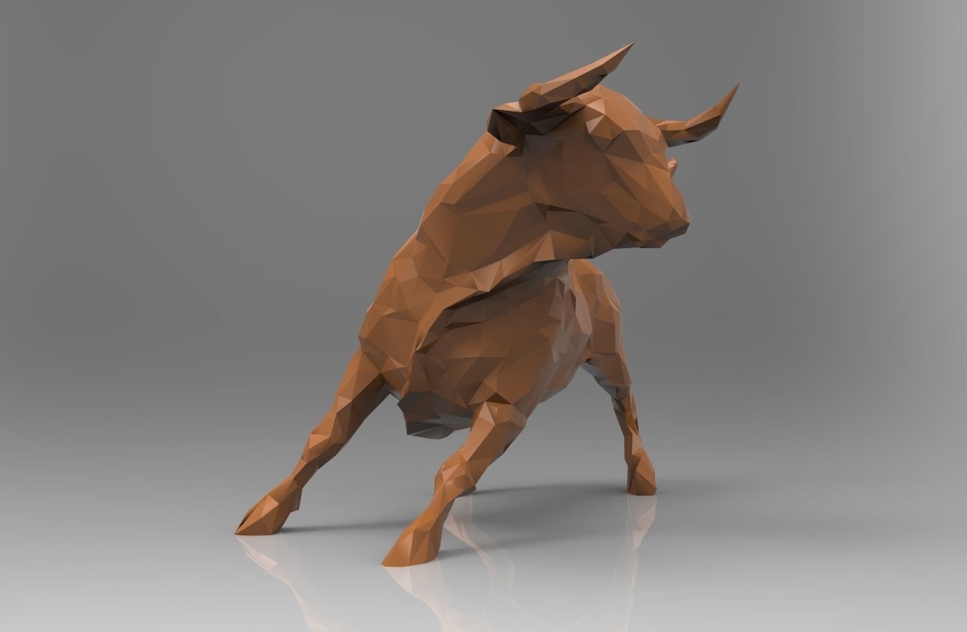 Bull low poly triangulated 3D print model_3