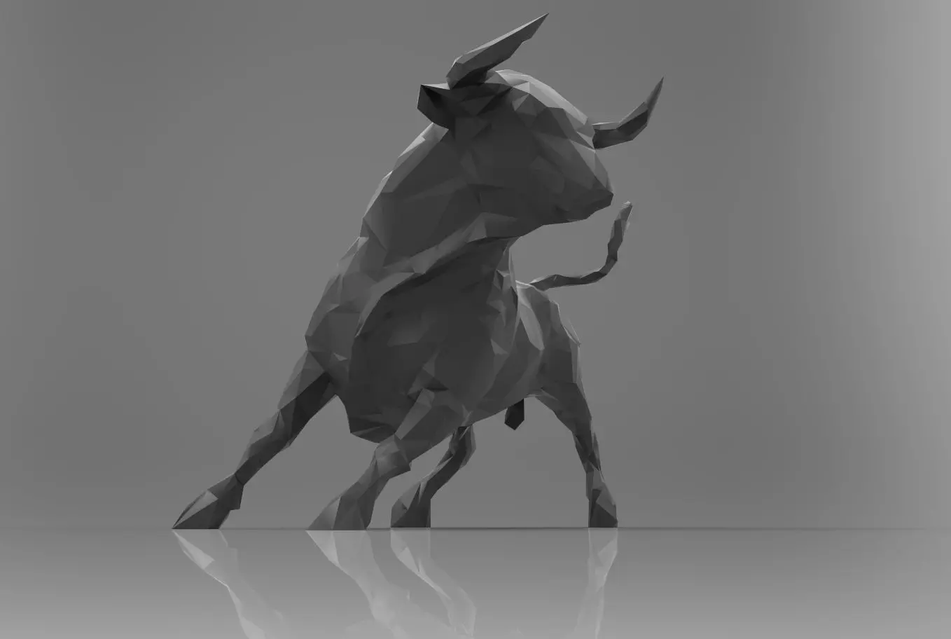Bull low poly triangulated 3D print model_0
